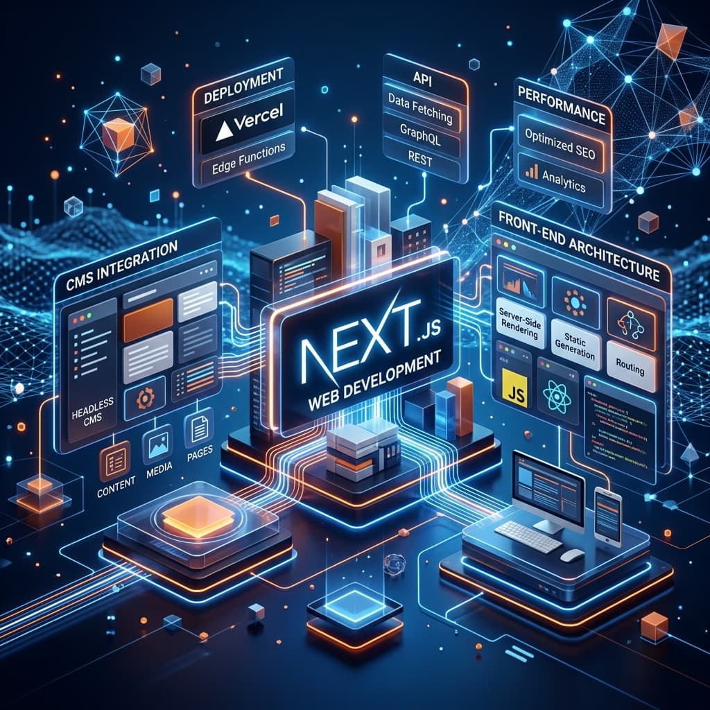 Web Development & Next.js abstract 3D visualization